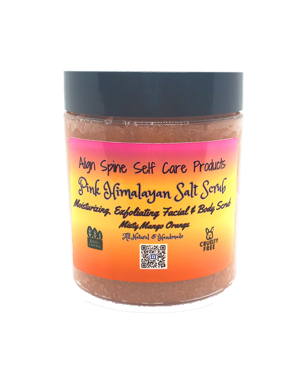 Misty Mango Orange salt scrub, an 8 oz handmade pink himalayan exfoliating scrub with shea butter and sweet almond oil