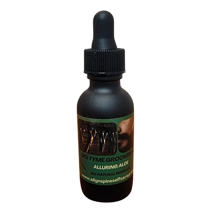 Big-Tyme Alluring Aloe beard oil, a 1 oz non-greasy grooming elixir with sweet almond, jojoba and grapeseed oils