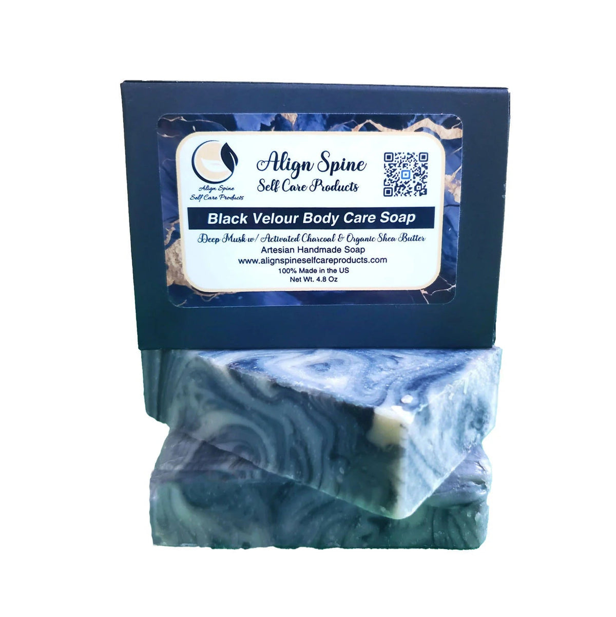 Black Velour body care soap with deep musk, floral notes, sandalwood, patchouli, activated charcoal and organic shea butter