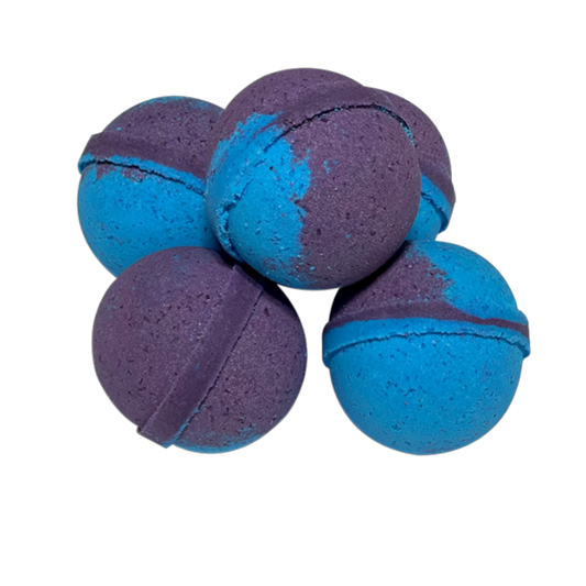 Blackberry Bliss blackberry bath bomb, a 5 oz fruity bath bomb made with Epsom salt and coconut oil