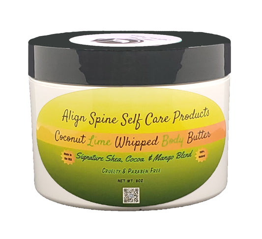 Coconut Lime whipped body butter, a creamy handmade coconut lime body butter made with organic coconut oil and shea butter