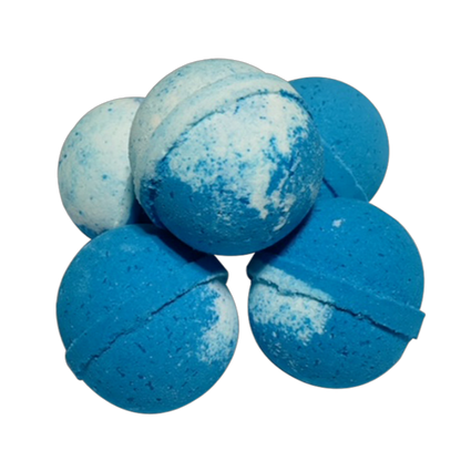 Cool Azul ocean scented bath bomb with a fresh coastal fragrance, made with Epsom salt and coconut oil