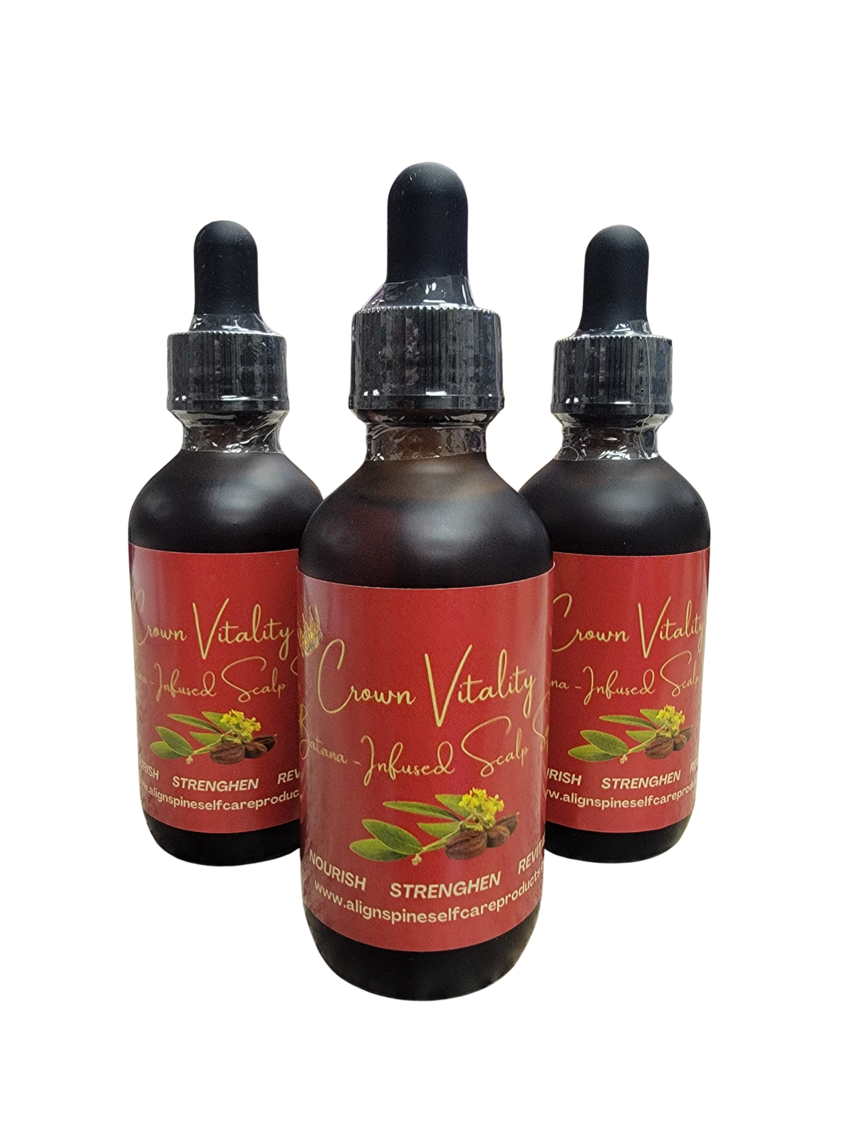 Crown Vitality batana oil scalp serum, a 2 oz botanical hair and scalp oil with jojoba, argan and rosemary essential oil