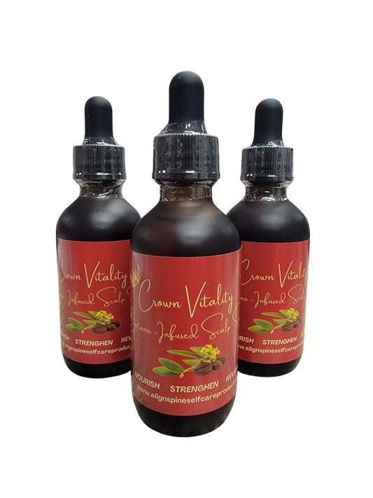 Crown Vitality batana oil scalp serum, a 2 oz botanical hair and scalp oil with jojoba, argan and rosemary essential oil