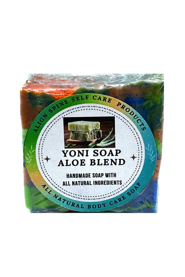 Gentle Harmony Aloe natural yoni soap, a 6.9 oz handmade bar made with rose water, apple cider vinegar and cocoa butter