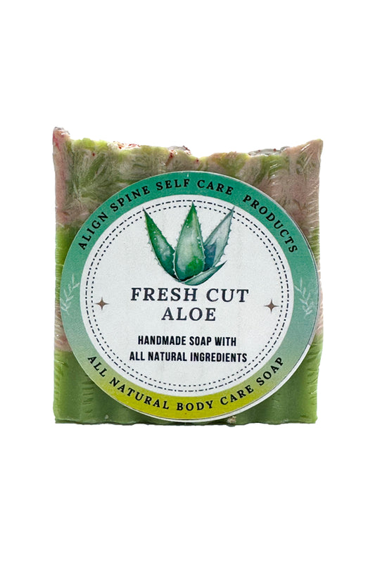 Handmade fresh cut aloe soap bar with jojoba beads, made with aloe vera gel and cocoa butter, 7 oz