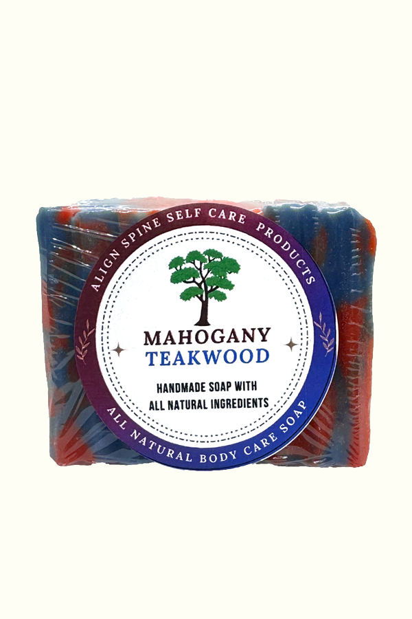 Handmade mahogany teakwood soap bar with a rustic look, made with shea butter, aloe vera gel and rice bran oil