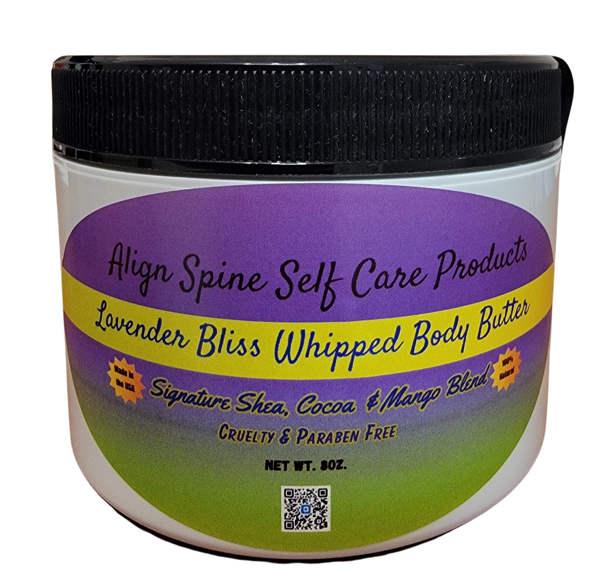 Lavender Bliss lavender whipped body butter, a handmade creamy body butter with shea, cocoa and mango butter