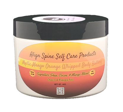 Mystic Mango Orange whipped body butter, a creamy handmade fruity moisturizer with mango butter and shea butter