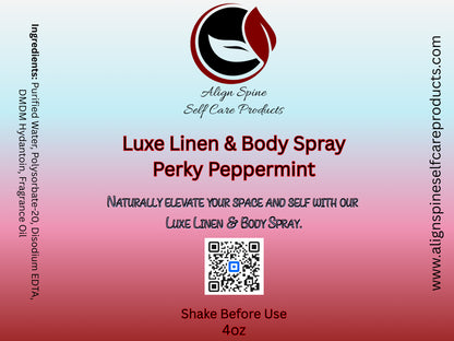Perky Peppermint linen and body spray, a peppermint linen spray with a cool mint scent and soft vanilla undertone