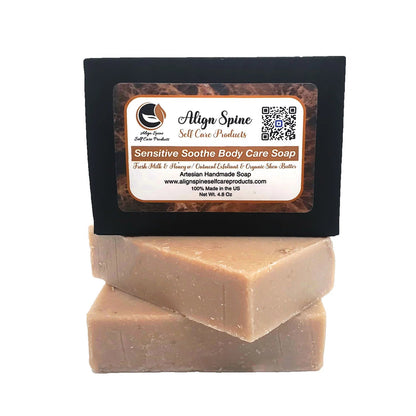Sensitive skin body care soap with ground oatmeal, organic shea butter and fresh milk and honey fragrance