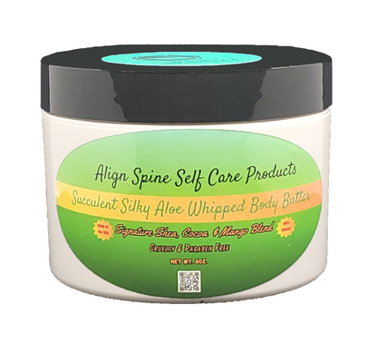 Succulent Silky Aloe whipped body butter, a creamy handmade aloe body butter made with shea, cocoa and mango butter