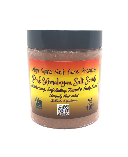 Uniquely Unscented pink himalayan salt scrub, an 8 oz handmade exfoliating scrub with shea butter and sweet almond oil