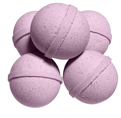 Velvety Vanilla Patchouli bath bomb in a bathtub, scented with sandalwood, amber and vanilla bean
